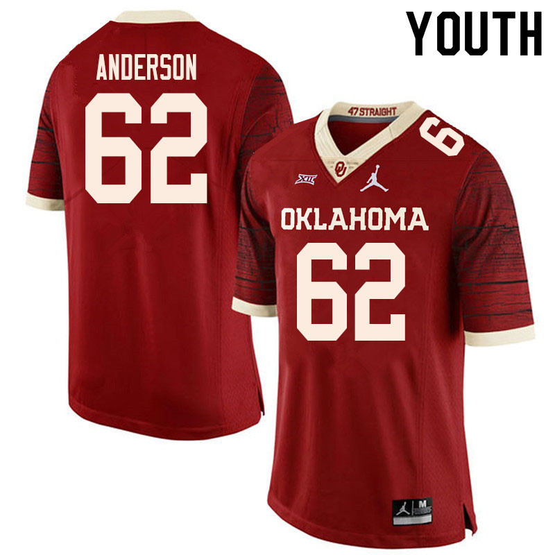 Youth #62 Nate Anderson Oklahoma Sooners College Football Jerseys Sale-Retro